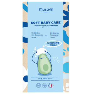 Mustela Soft Baby Care Delikatny żel do mycia, 500 ml + Delikatny szampon, 500 ml