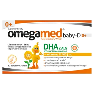 OMEGAMED Baby DHA z alg + Wit D Dla niemowląt i dzieci 0+ - 30 kaps.