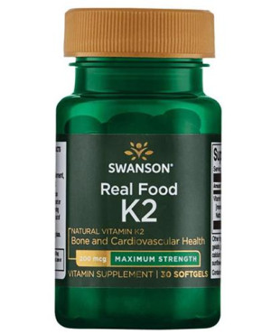 SWANSON Witamina K2 naturalna 200 mcg, 30 kaps., cena, opinie, właściwości