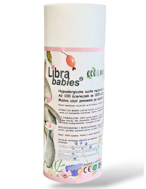 Libra Babies, Hypoalergiczne ręczniczki XL 100% bawełna, na rolce, 100 sztuk
