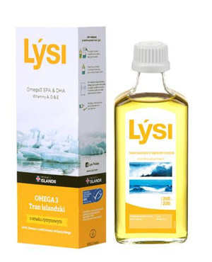 LYSI, Tran Islandzki, smak cytrynowy, 240 ml
