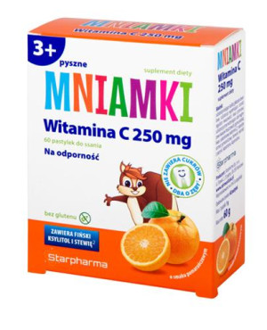 Mniamki Witamina C 250 mg o smaku pomarańczowym dla dzieci 3+, pastylki, 60 sztuk