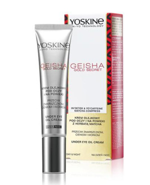 Yoskine Geisha Gold Secret Krem olejkowy pod oczy i na powieki z herbatą matcha dzień/noc - 15 ml