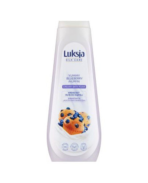 Luksja Silk Care Kremowy Płyn do kąpieli Smakowita jagodowa babeczka, 900 ml