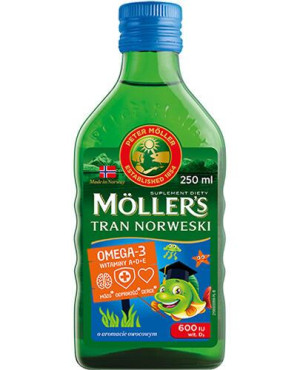 Moller's Tran Norweski o aromacie owocowym, płyn, 250 ml