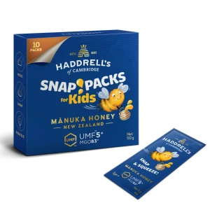 Haddrell's Manuka Snap Pack Kids UMF 5+ MGO83+, miód, 5 g x 10 saszetek
