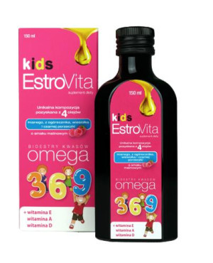 EstroVita Kids Omega 3-6-9, dla dzieci o smaku malinowym, 150 ml