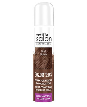 Venita Salon Professional Color S.O.S, korektor koloru spray do odrostów do włosów brązowych i siwych, 75 ml