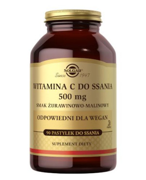 SOLGAR WITAMINA C 500 mg smak żurawinowo - malinowy - 90 past.