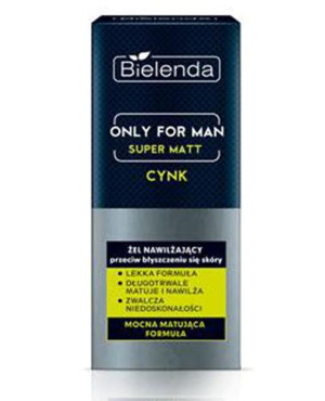 Bielenda Only For Man Super Matt, Żel nawilżający przeciw błyszczeniu się skóry, 50 ml