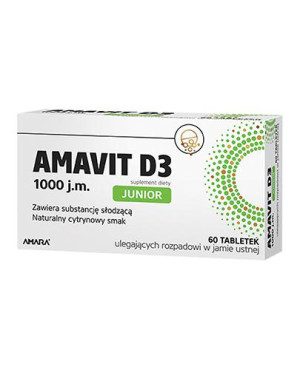 Amavit D3 Junior 1000 j.m., tabletki, 60 sztuk