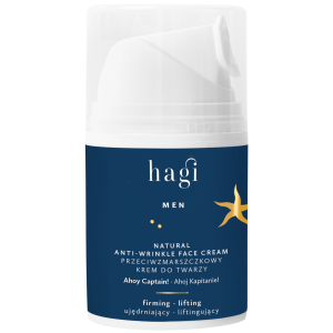 Hagi Men, Naturalny Krem do twarzy przeciwzmarszczkowy Ahoj Kapitanie, 50 ml