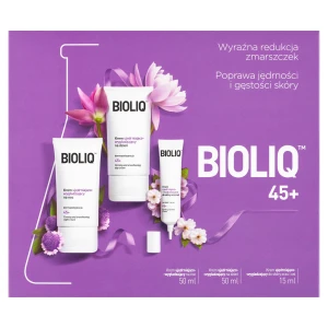 BIOLIQ 45+ Krem na dzień - 50 ml + Krem na noc - 50 ml + Krem do oczu i ust - 15 ml