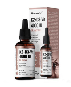Pharmovit K2+D3-Vit 4000 IU Oil Active, 30 ml, cena, opinie, właściwości