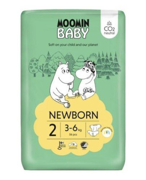 MOOMIN Baby 2 Pieluszki ekologiczne 3-6 kg, 56 sztuk