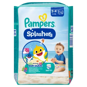Pampers Splashers 3-4 jednorazowe pieluchomajtki do pływania 6-11 kg, 12 sztuk