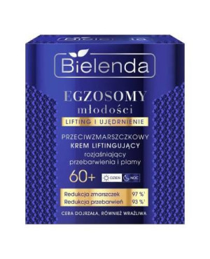 Bielenda Egzosomy Młodości, Przeciwzmarszczkowy krem liftingujący, rozjaśniający przebarwienia i plamy 60+, 50 ml