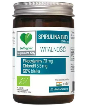 BeOrganic Spirulina 500 mg, tabletki, 100 sztuk