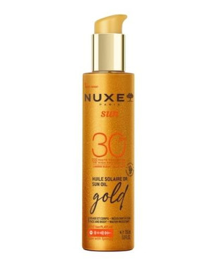 Nuxe Sun, Olejek w sprayu do opalania twarzy i ciała ze złotymi drobinkami OR SPF 30, 150 ml