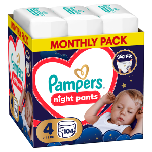 Pampers Night Pieluchomajtki rozmiar 4, 9-15 kg, 104 sztuki