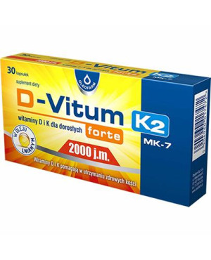 D-Vitum Forte K2 MK-7 Witaminy D i K dla dorosłych 2000 j.m., 30 kapsułek