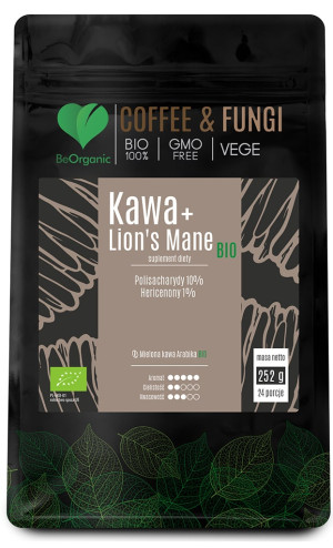 BeOrganic, Kawa Arabica mielona + Lion's Mane BIO, proszek, 1 sztuka