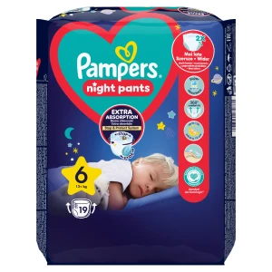Pampers Night Pants 6 pieluchomajtki extra large +15 kg, 19 sztuk