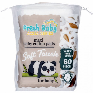 Fresh Baby Aqua Series, bawełniane płatki kosmetyczne, 60 sztuk