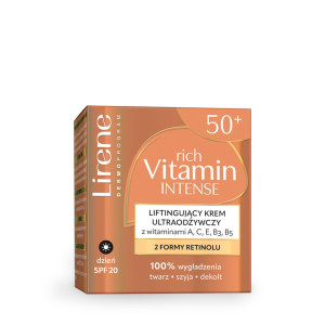 Lirene Rich Vitamin Intense, Liftingujący krem odżywczy, na dzień, SPF 20, 50 ml