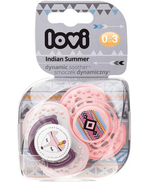 LOVI Dynamiczny smoczek uspokajający Indian Summer girl 0-3 m-ce - 2 szt.