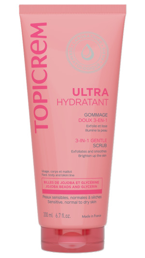 Topicrem, Ultra-Moisturizing Gentle Scrub, ultranawilżający delikatny peeling 3w1, 200 ml