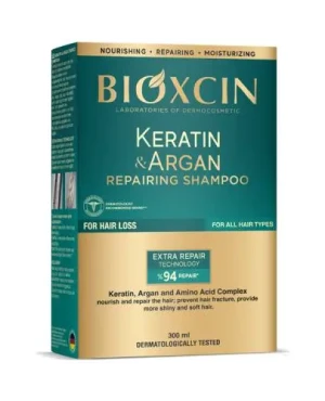 Bioxcin Keratin&Argan Szampon regenerujący przeciw wypadaniu włosów, 300 ml