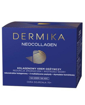 Dermika Luxury Neocollagen 70+, kolagenowy krem odżywczy do redukcji zmarszczek i wiotkości skóry na dzień i na noc, 50 ml