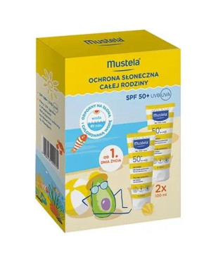 Mustela Ochrona Słoneczna Całej Rodziny, Mleczko przeciwsłoneczne SPF 50+, 2 x 100 ml
