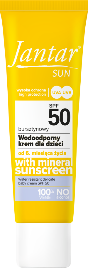 Jantar Sun Bursztynowy, Wodoodporny krem dla dzieci z filtrami mineralnymi SPF 50, 50 ml
