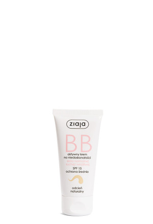 ZIAJA BB Krem na niedoskonałości skóry normalnej suchej i wrażliwej SPF15 odcień naturalny, 50 ml