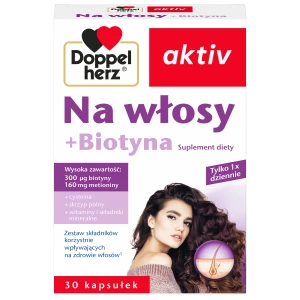 Doppelherz Aktiv Na włosy + Biotyna, kapsułki, 30 sztuk