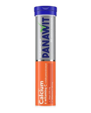 Panawit, Calcium z witaminą C o smaku pomarańczowym, tabletki musujące, 20 sztuk