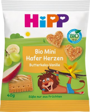 Hipp Bio, Serduszka owsiane maślane ciasteczka wanilia dla dzieci po 3. roku, 40 g
