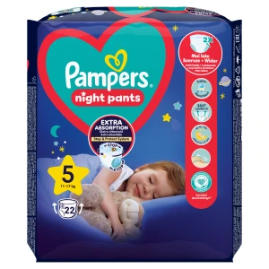 Pampers Night Pants 5 Junior Pieluchomajtki 12 - 17 kg, 22 sztuki