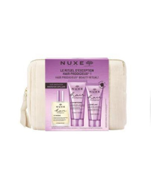 NUXE Hair Prodigieux Kosmetyczka Podróżna: szampon 50 ml + odżywka przed myciem 30 ml + odżywka wygładzająca 30 ml + kosmetyczka [ZESTAW]