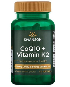 SWANSON CoQ10 100mg + Witamina K2 180 mcg - 60 kaps.