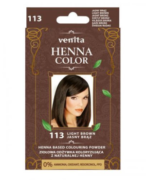 Venita Henna Color, ziołowa odżywka koloryzująca z naturalnej henny, 113 Jasny Brąz, 25 g