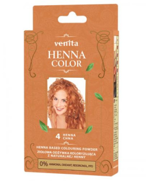 Venita Henna Color, ziołowa odżywka koloryzująca z naturalnej henny, 4 Chna, 25 g