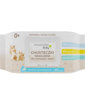 Panaceris Baby chusteczki nawilżane 99% wody dla niemowląt i dzieci, 60 sztuk