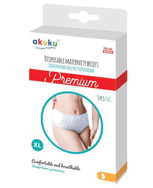 Akuku, Premium Jednorazowe majtki poporodowe rozmiar XL, 5 sztuka