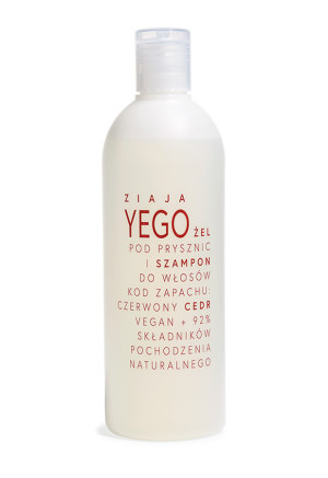 Ziaja Yego, żel pod prysznic i szampon do włosów czerwony cedr, 400 ml