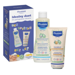 Zestaw Mustela, delikatny szampon, 500 ml + odżywka ułatwiająca rozczesywanie 2w1, 200 ml