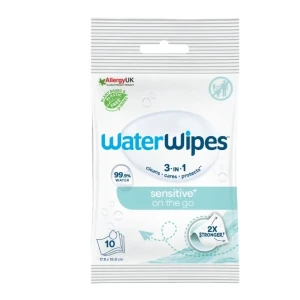 WaterWipes, Chusteczki nawilżane odświeżające OnTheGo, 10 sztuk