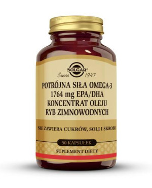Solgar Potrójna siła Omega-3 1764 mg EPA/DHA, kapsułki, 50 sztuk